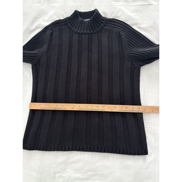 Vintage Illig Sweater Womens Large Black Turtle Neck Wide Cable Knit Thick - Picture 12 of 16